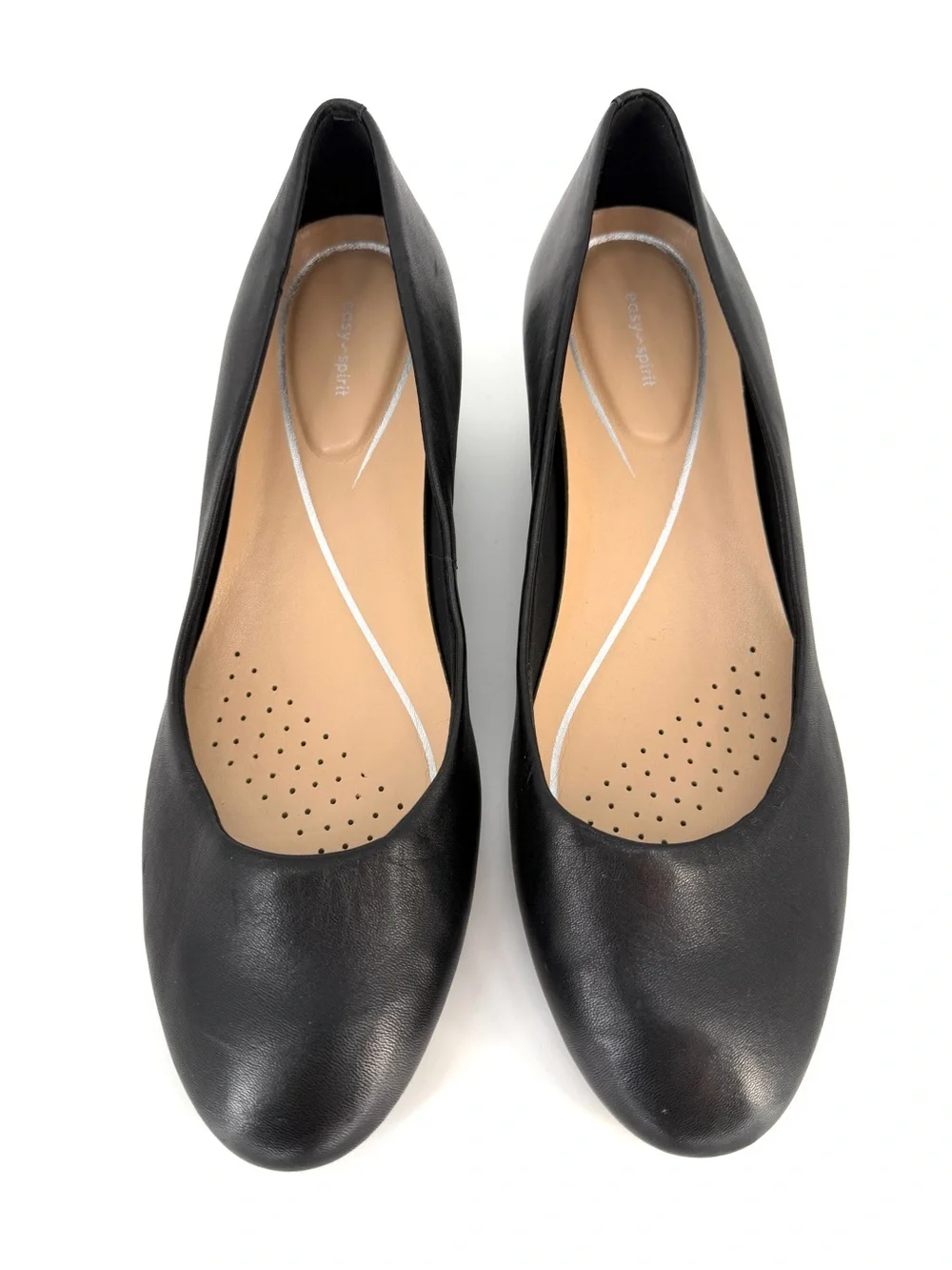 Easy Spirit Black Leather Comfort Block Heel Pumps 10 Office Airline Crew Career